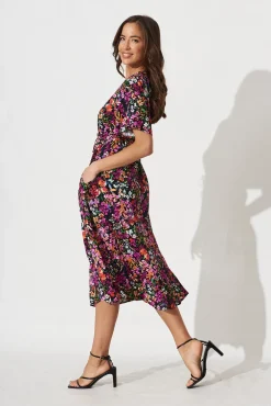 Discount Melody Midi Dress In Black Multi Floral Dresses|Casual