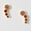 Fashion Meteorites Stud Earrings in 18k Gold Plated with Red Multi Stones Jewellery