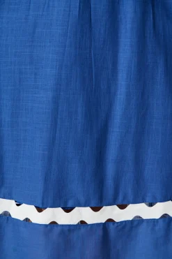 Clearance Miami Midi Dress In Blue With White Ric Rac Cotton Dresses|Casual