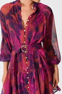Hot Mica Dress in Purple Watercolour Chiffon Dresses|Party