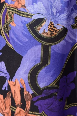 Outlet Midnight Dahlia Pant in Blue with Multi Linen Blend Bottoms|Pants