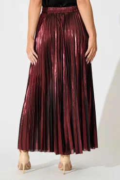 Online Milani Maxi Pleat Skirt in Wine Bottoms|Skirts & Shorts