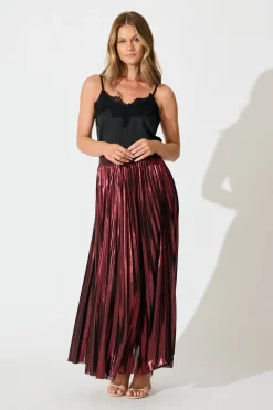Online Milani Maxi Pleat Skirt in Wine Bottoms|Skirts & Shorts