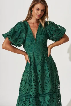New Millie Lace Maxi Dress In Emerald Dresses|Formal