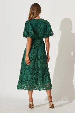 New Millie Lace Maxi Dress In Emerald Dresses|Formal