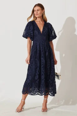 Outlet Millie Lace Maxi Dress In Navy Dresses|Formal