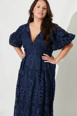 Outlet Millie Lace Maxi Dress In Navy Dresses|Formal