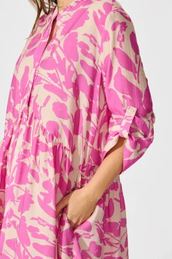 Best Mina Smock Dress in Cream and Pink Print Dresses|Casual