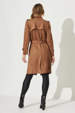 Outlet Mirage Trench Coat In Tan Suedette Outerwear|Outerwear