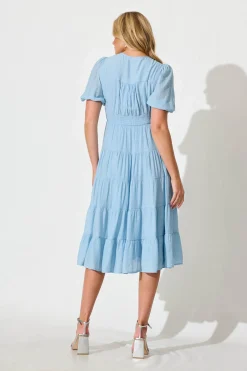 Outlet Modica Midi Dress In Pale Blue Dresses|Casual