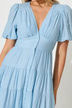Outlet Modica Midi Dress In Pale Blue Dresses|Casual