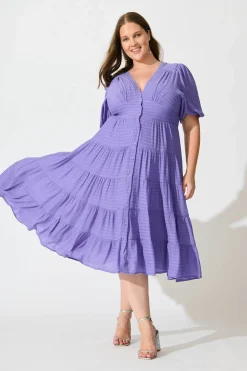 Hot Modica Midi Dress In Purple Dresses|Casual