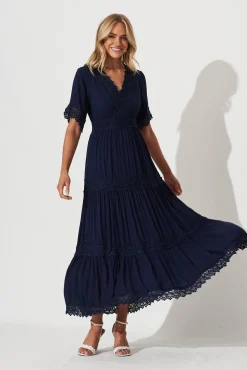New Mona Maxi Dress In Navy Dresses|Casual