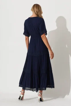 New Mona Maxi Dress In Navy Dresses|Casual