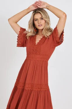 New Mona Maxi Dress In Rust Dresses|Casual