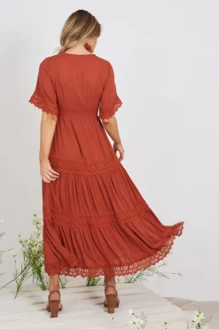 New Mona Maxi Dress In Rust Dresses|Casual