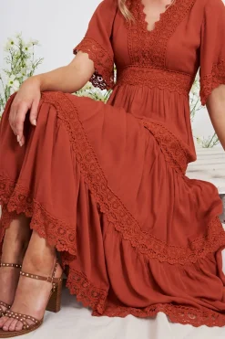 New Mona Maxi Dress In Rust Dresses|Casual