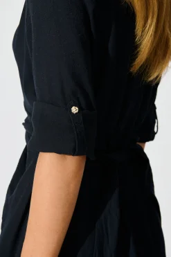 Sale Monday Muse Midi Shirt Dress in Navy Dresses|Workwear