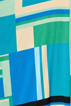 Outlet Mylee Maxi Dress in Blue with Green Geometric Dresses|Casual