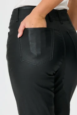 Discount Natalie High Rise Straight Leg Pant in Black Wet Look Bottoms