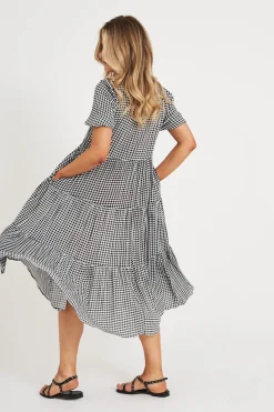 Sale Nevi Midi Smock Dress In Black And White Gingham Dresses|Casual