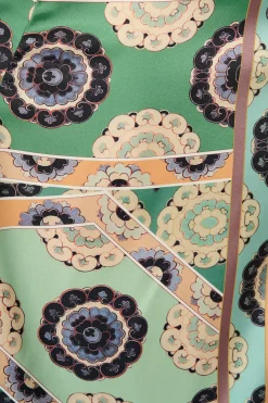 Sale Newman Maxi Shirt Dress in Multi Green Print Satin Dresses|Party