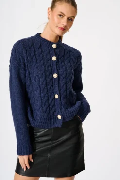 New Newport Knit Cardigan in Navy Knitwear|Knitwear