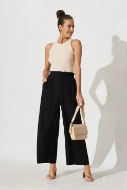 Discount Nicole Pant In Black Linen Blend Bottoms|Pants