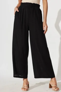 Discount Nicole Pant In Black Linen Blend Bottoms|Pants