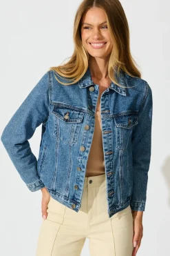 Hot No Doubts Denim Jacket in Mid Blue Wash Denim|Denim