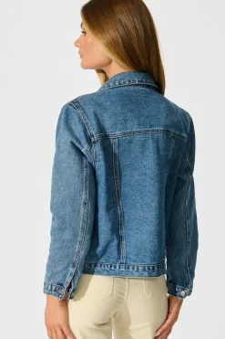 Hot No Doubts Denim Jacket in Mid Blue Wash Denim|Denim