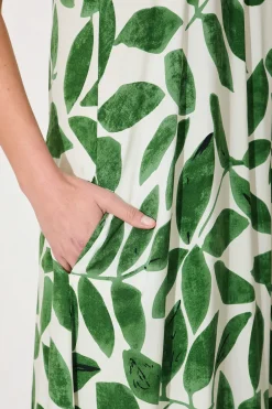 New No Scrubs Maxi Dress In Cream With Green Leaf Print Dresses|Casual
