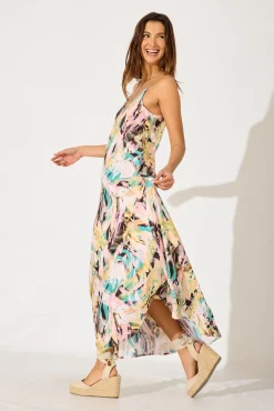 Clearance No Scrubs Maxi Dress In Multi Brushstroke Print Dresses|Casual