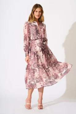 Best Nori Midi Dress in Pink Floral Dresses|Casual