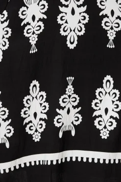 New Norvi Maxi Dress in Black with White Print Dresses|Casual
