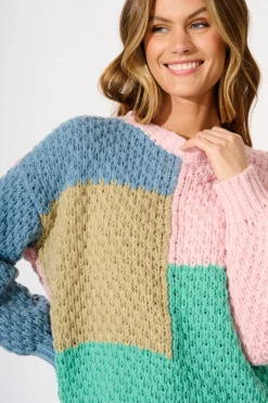 New Oakley Knit in Multi Patchwork Wool Blend Knitwear|Knitwear