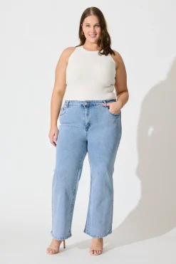 Discount Ocean Road High Rise Wide Leg Jean in Light Blue Denim Bottoms|Denim
