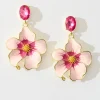 New Orchid Drop Earrings in Pink Enamel with Stone Jewellery