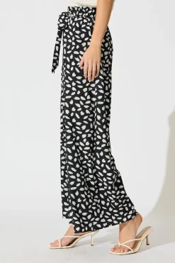 Best Page Pants in Black and White Leaf Bottoms|Pants