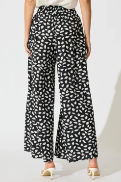 Best Page Pants in Black and White Leaf Bottoms|Pants