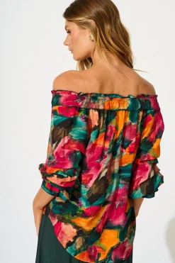 Online Painted Allure Top in Multi Watercolour Print Tops|Casual