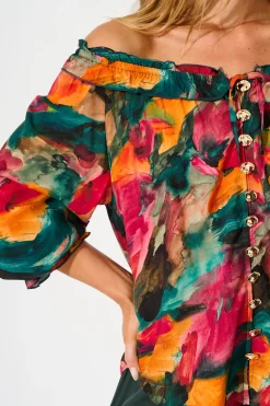 Online Painted Allure Top in Multi Watercolour Print Tops|Casual