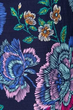 Online Petal Drift Pant in Navy with Multi Floral Bottoms|Pants