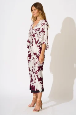 New Petal Maxi Dress in Plum and White Floral Dresses|Party
