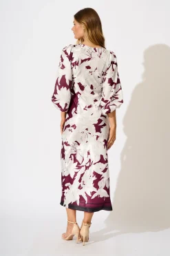 New Petal Maxi Dress in Plum and White Floral Dresses|Party