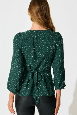 Hot Petra Top in Emerald Multi Spot Crepe Tops