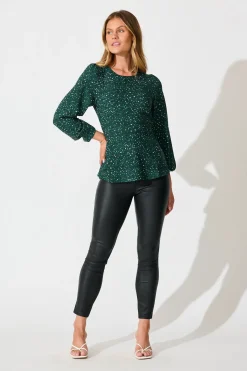 Hot Petra Top in Emerald Multi Spot Crepe Tops