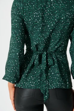 Hot Petra Top in Emerald Multi Spot Crepe Tops