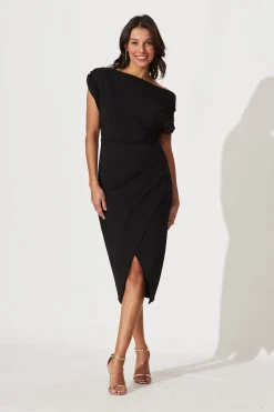 Online Phoenix Off Shoulder Midi Dress In Black Dresses|Party