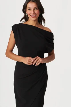 Online Phoenix Off Shoulder Midi Dress In Black Dresses|Party